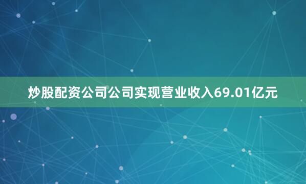 炒股配资公司公司实现营业收入69.01亿元